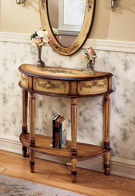 Light Hand Painted Demilune Console Table - Butler Specialty 0667051