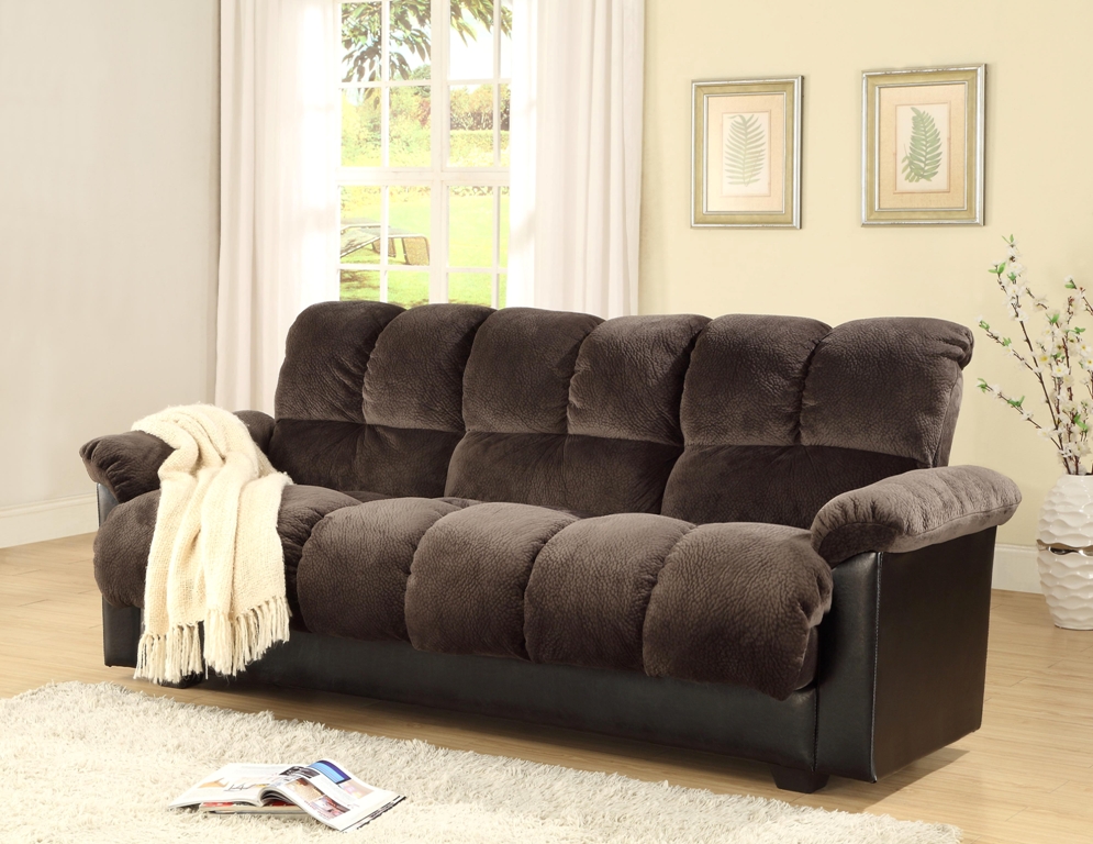 Storage Futon Sofa Bed Champion Fabric Dark Brown Ch