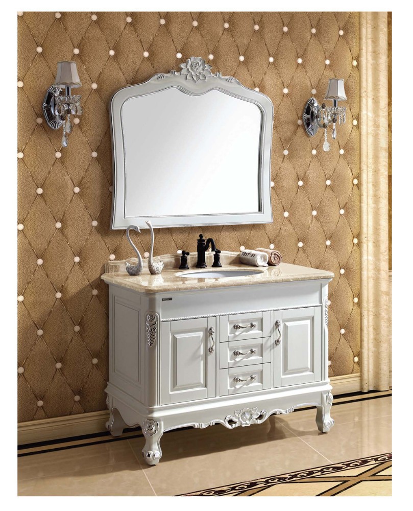 Dawn Kitchen Bath Lotus White Traditional Vanity Set Mirror