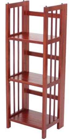 Mahogany 3-shelf Folding Stackable Bookcase 14" Wide - Casual Home 331-39