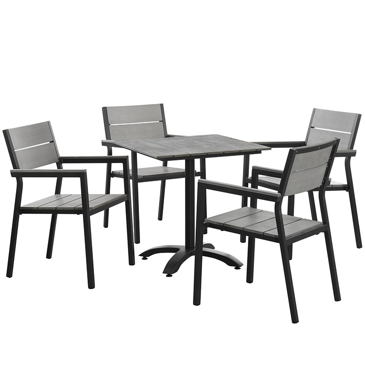 Maine 5 Piece Outdoor Patio Dining Set in Brown Gray - East End Imports EEI-1761-BRN-GRY-SET