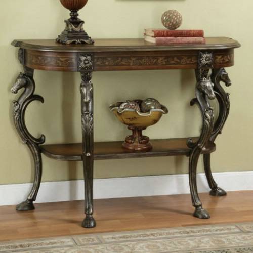 Masterpiece Floral Hand Painted Demilune Console Table Powell 416-225