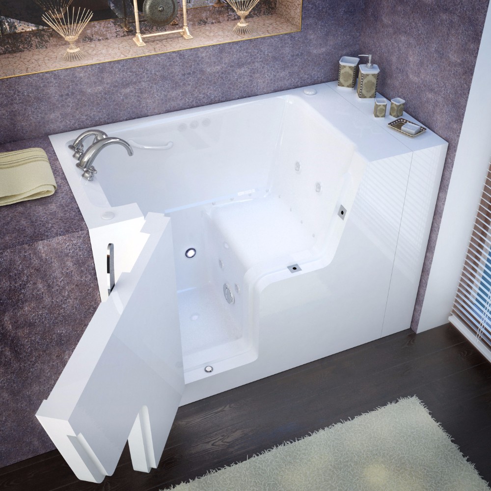 Left Drain White Whirlpool Air Jetted Wheelchair Accessible