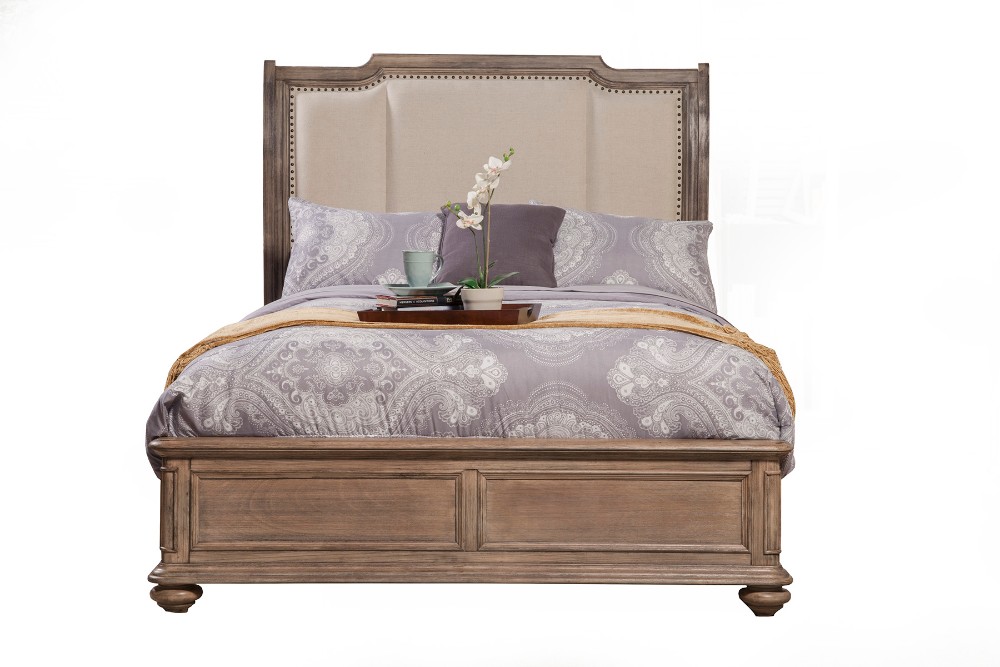 Alpine Furniture Queen Sleigh Bed Upholstered Headboard