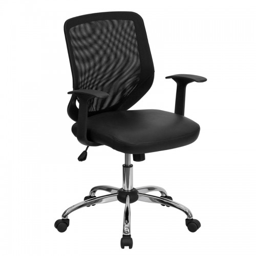 Furniture | Leather | Office | Flash | Chair | Black | Seat | Mesh | Back