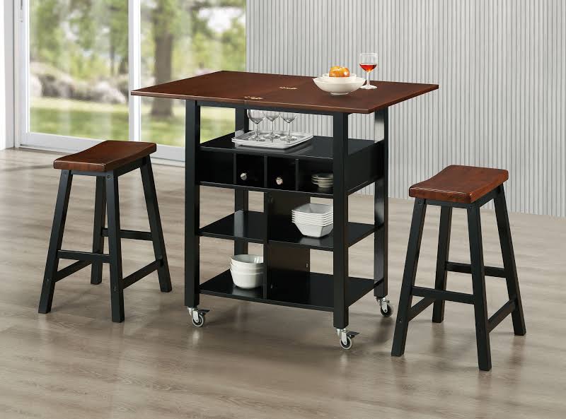 Phoenix Kitchen Island With 2 Stools - 4d Concepts 43928