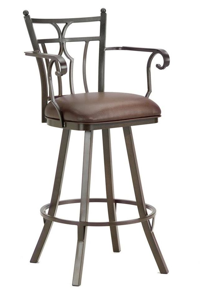Randle Swivel Bar Stool With Arms In Rust Finish W/ Ford Brown Fabric - Iron Mountain 3004430