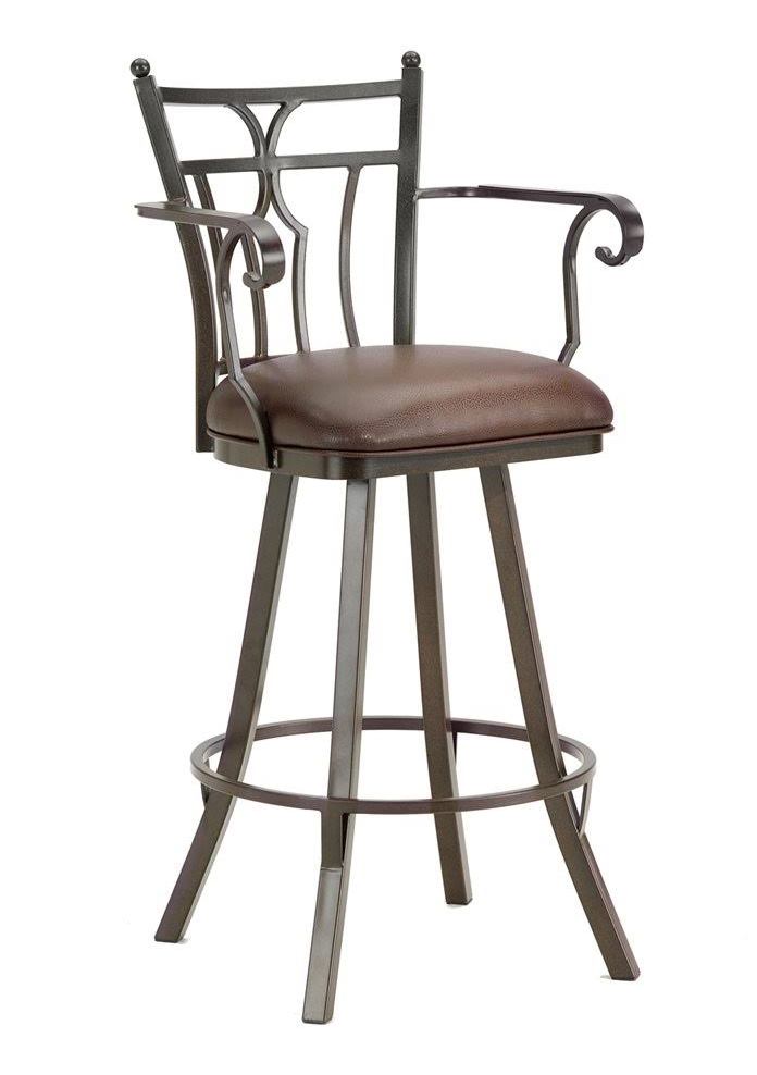 Randle Swivel Counter Stool With Arms In Inca/bronze Finish W/ Mayflower Cocoa Fabric - Iron Mountain 3004326