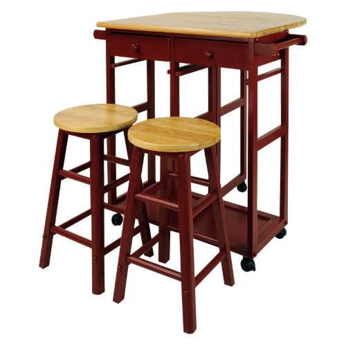 Red Breakfast Cart W/ Drop-leaf Table - Casual Home 355-29