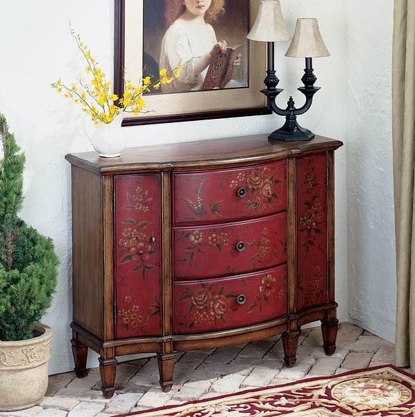 Red Hand Painted Console Cabinet - Butler Specialty 0674065
