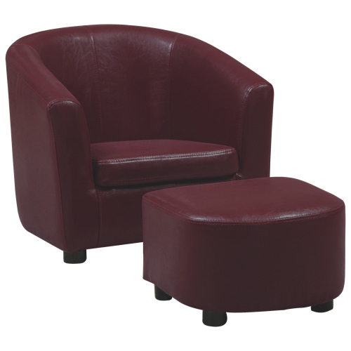 Monarch Specialties Kids 2Pc Chair and Ottoman Set in Red Leatherette - I-8105