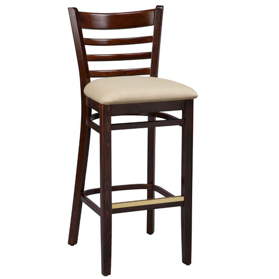 Regal Seating 415u Beechwood Ladder-back Stool With Upholstered Seat And Wood Back