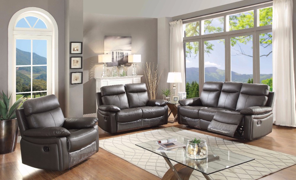 Ac Pacific Upholstered Leather Living Room Set Reclining Sofa