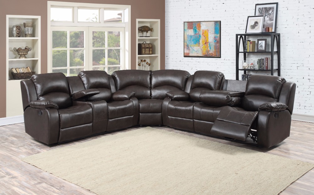 Upholstered Living Room Sectional Set Reclining Sofa