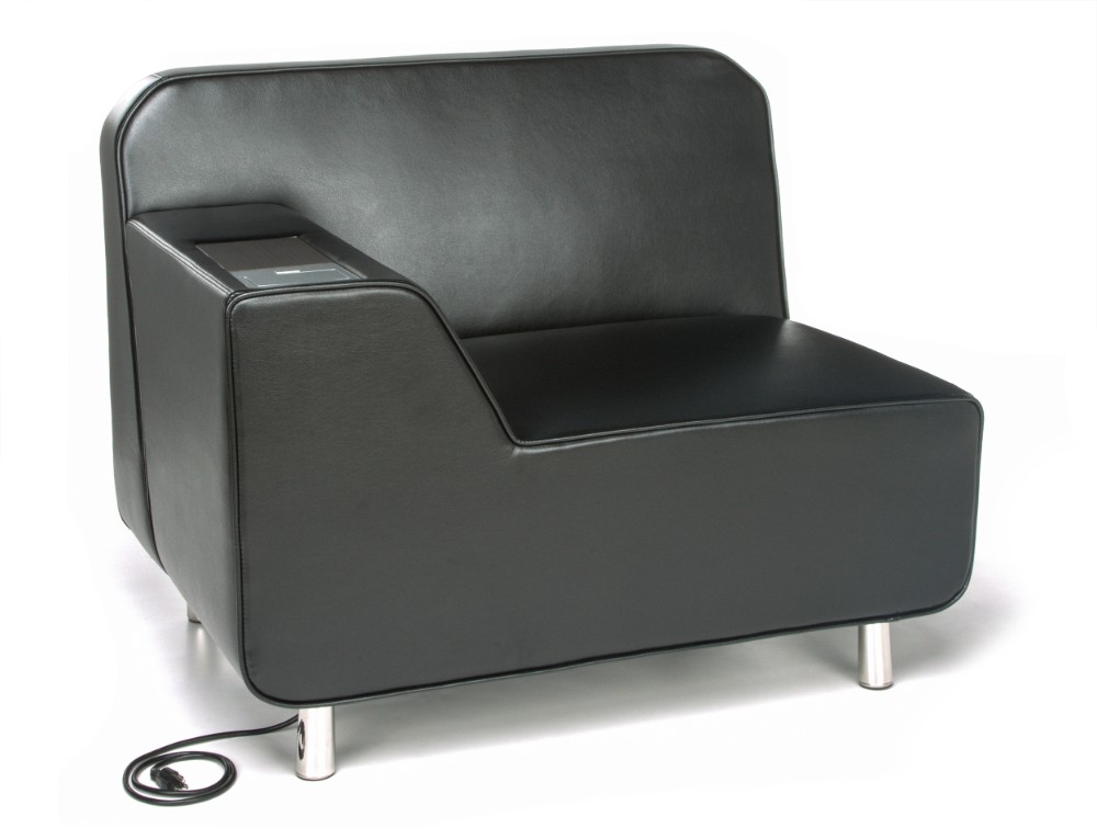 Serenity Series Right Arm Lounge Chair with Electrical Outlet - OFM 5000RE-BLK-TG - Lounge Chairs