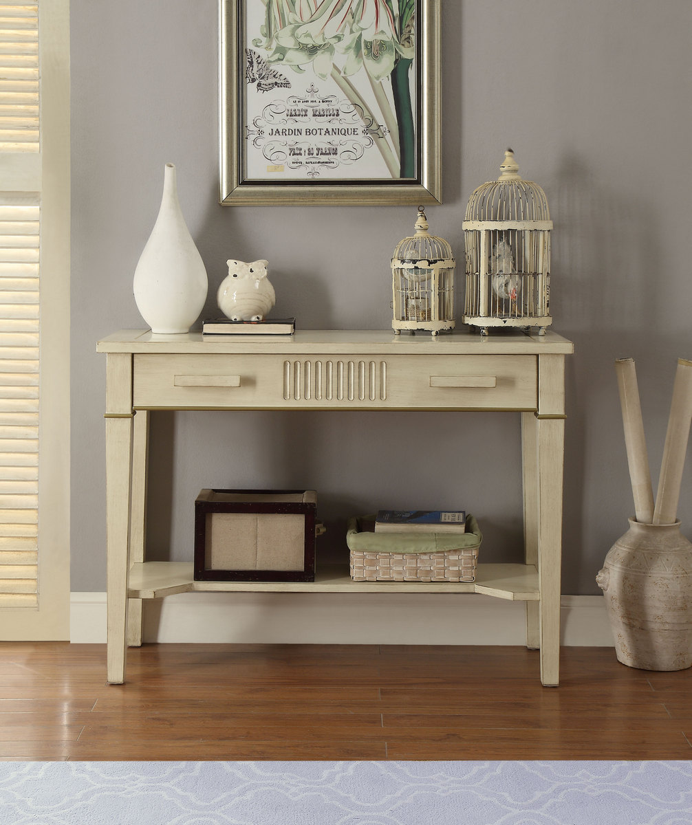 Siskou Console Table In Antique White - Acme Furniture 90176