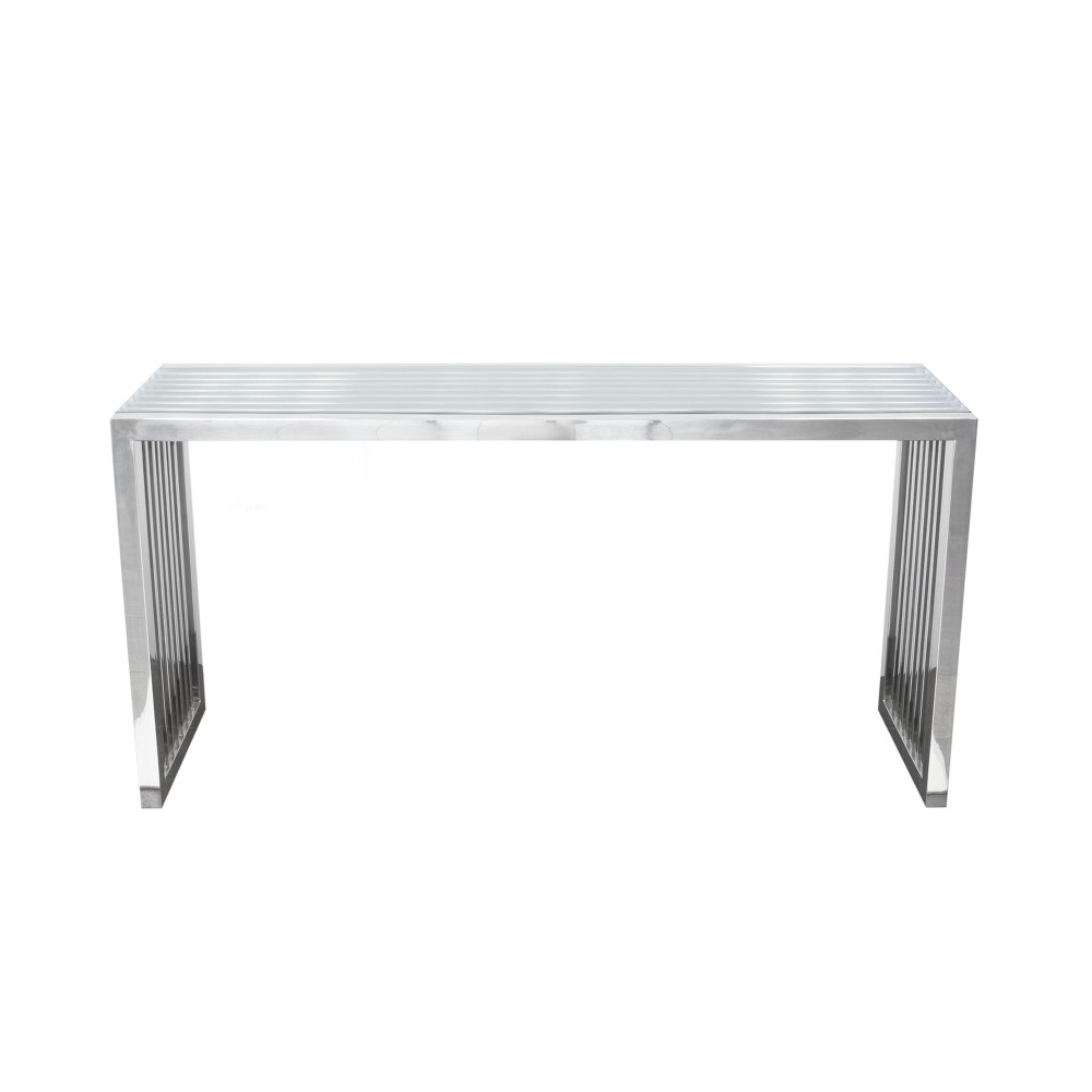 Soho Rectangular Stainless Steel Console Table W/ Clear, Tempered Glass Top - Diamond Sofa Sohocsst