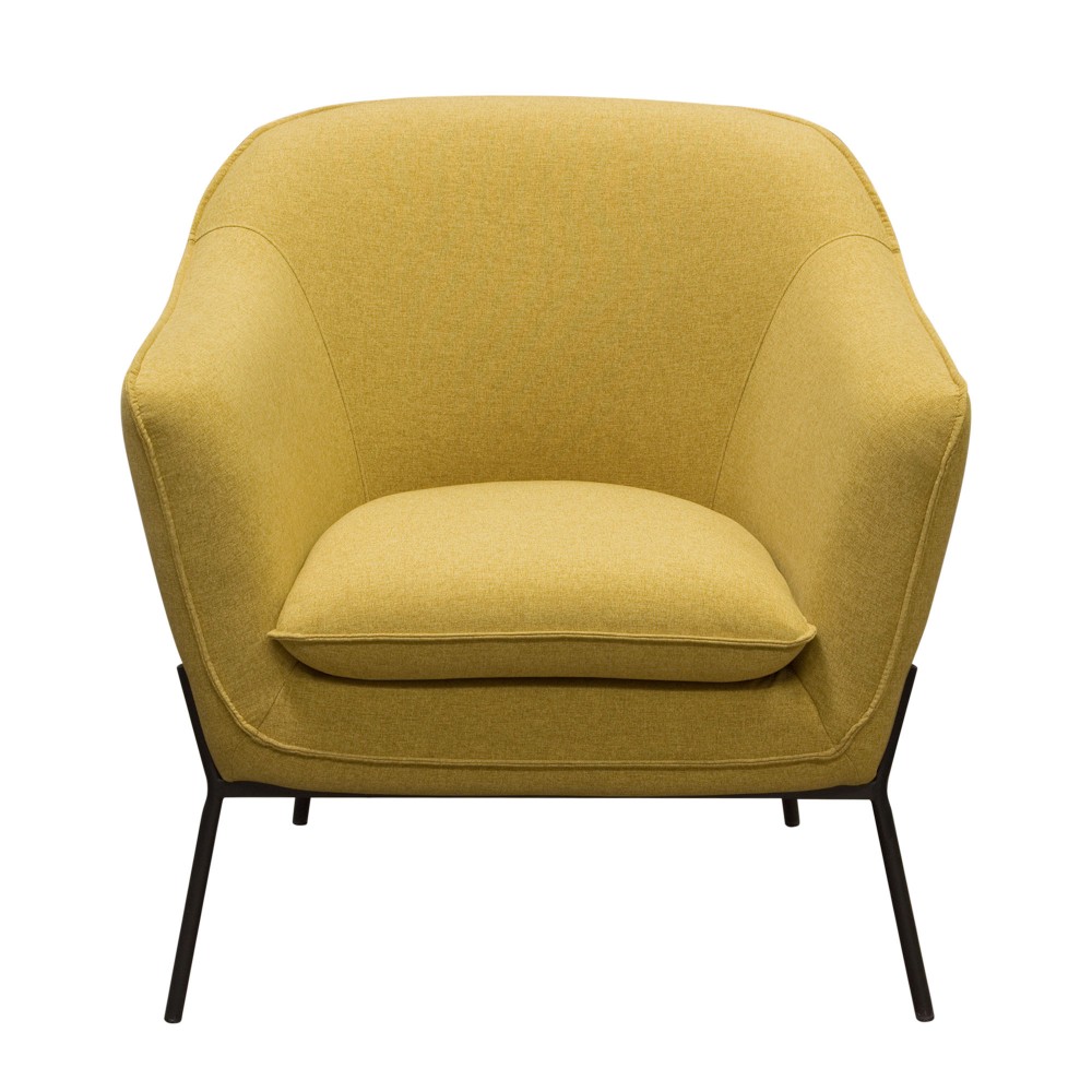 Status Accent Chair In Yellow Fabric W/ Metal Leg - Diamond Sofa Statuschyl