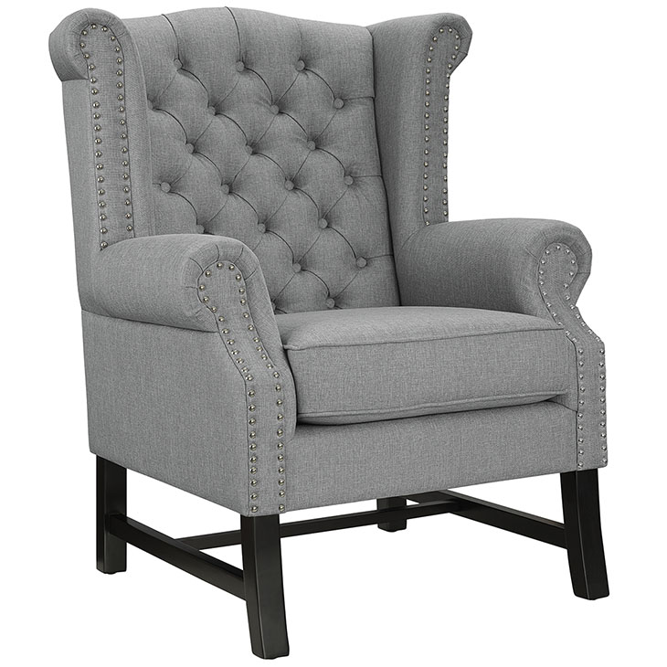 Steer Fabric Armchair in Light Gray - East End Imports EEI-2150-LGR - Armchairs