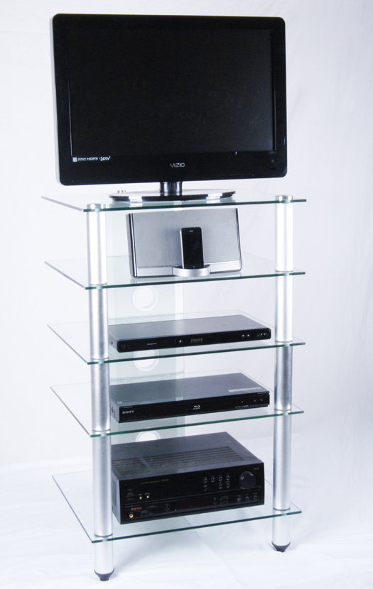Tier One Designs 25 Inch Clear Glass Tv Stand / Audio Rack - Rta T1d-137tv
