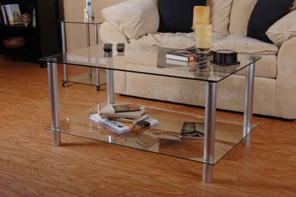 Tier One Designs Clear Glass & Aluminum Coffee Table - Rta T1d-132