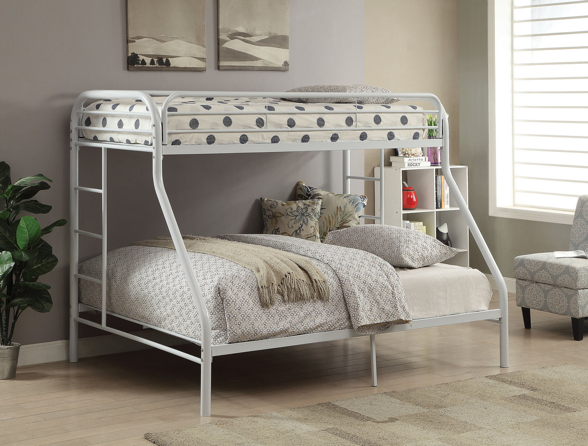 Twin Queen Bunk Bed White
