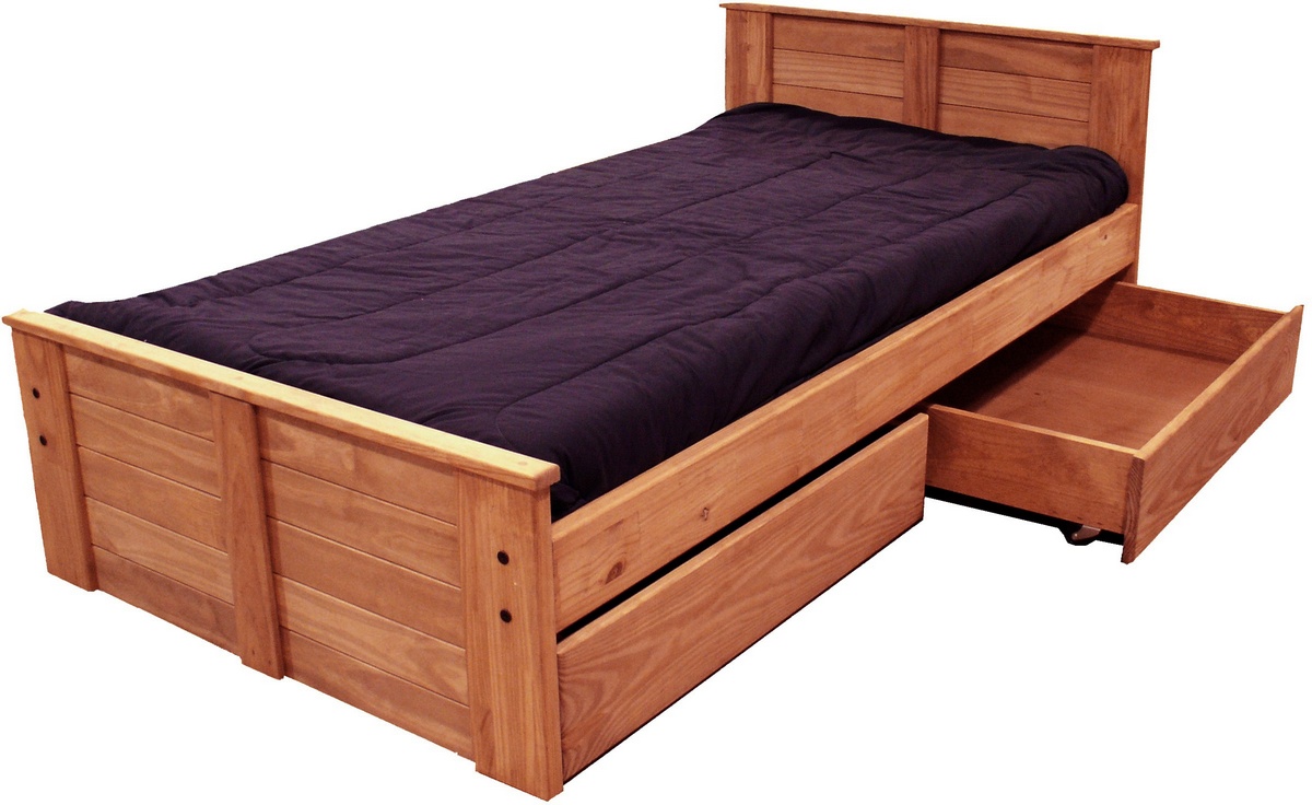 Twin Bed Storage Mahogany Stain