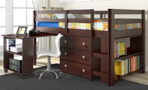 Donco Kids Furniture Twin Desk Chest Bookcase