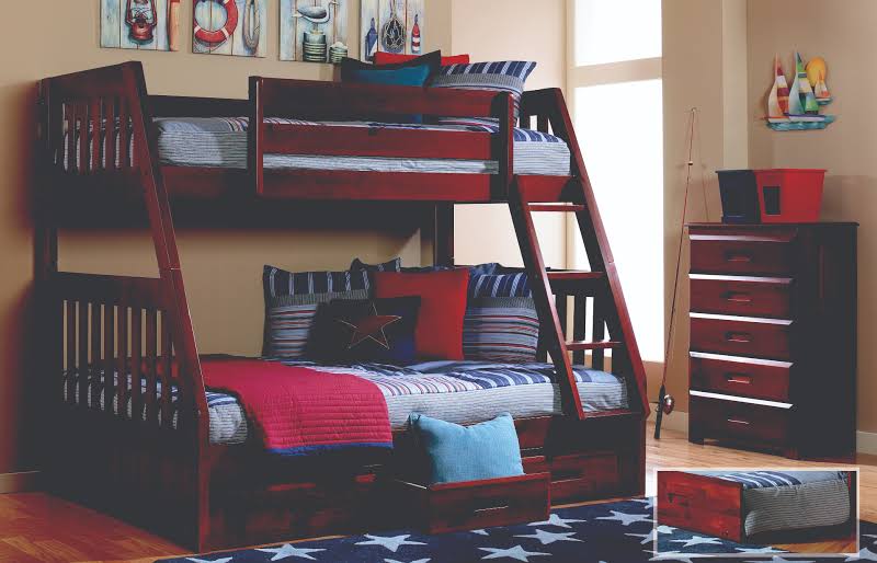 Donco Kids Furniture Twin Bunk Bed Drawer Bunk Pedestal