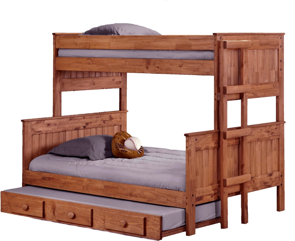 Twin Bunk Bed Trundle Mahogany Stain Chelsea