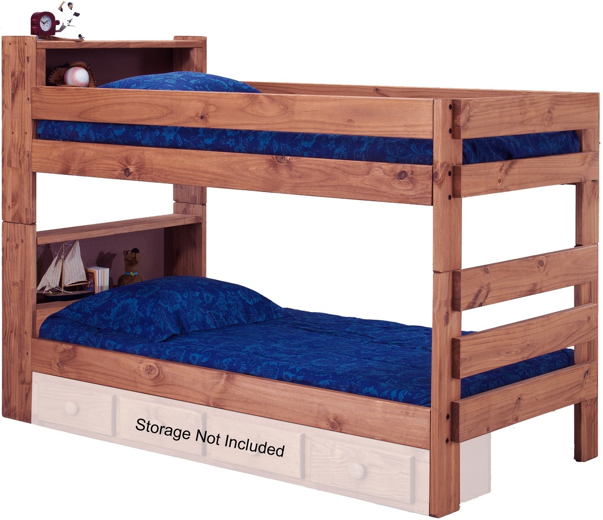 Twin Over Twin Bookcase Bunk Bed Mahogany Stain - Chelsea Home Furniture 312004-415
