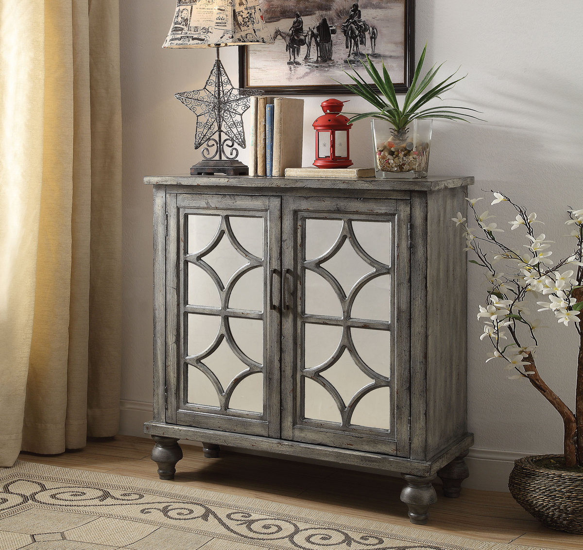 Velika Console Table (2 Door) In Weathered Gray - Acme Furniture 90284