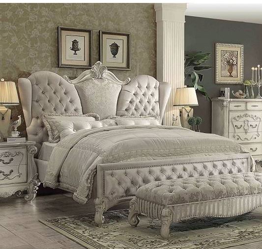 King Bed Velvet White Acme