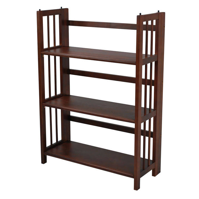 Walnut 3-shelf Folding Stackable Bookcase 27.5" Wide - Casual Home 330-23