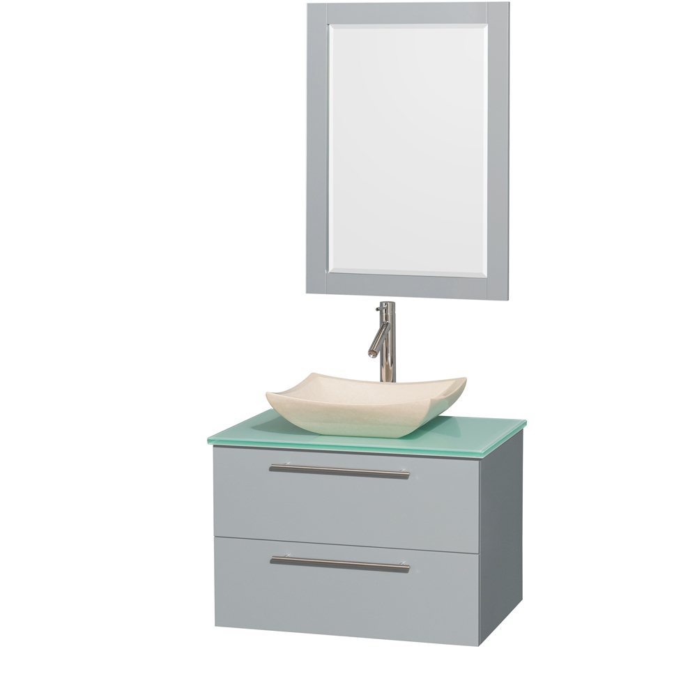 Bathroom | Wyndham | Marble | Vanity | Mirror | Single | Ivory | Glass | Green | Sink