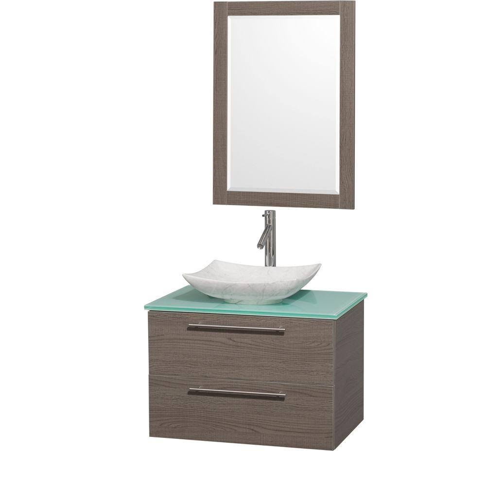 Bathroom | Wyndham | Marble | Vanity | Mirror | Single | Glass | Green | White | Gray