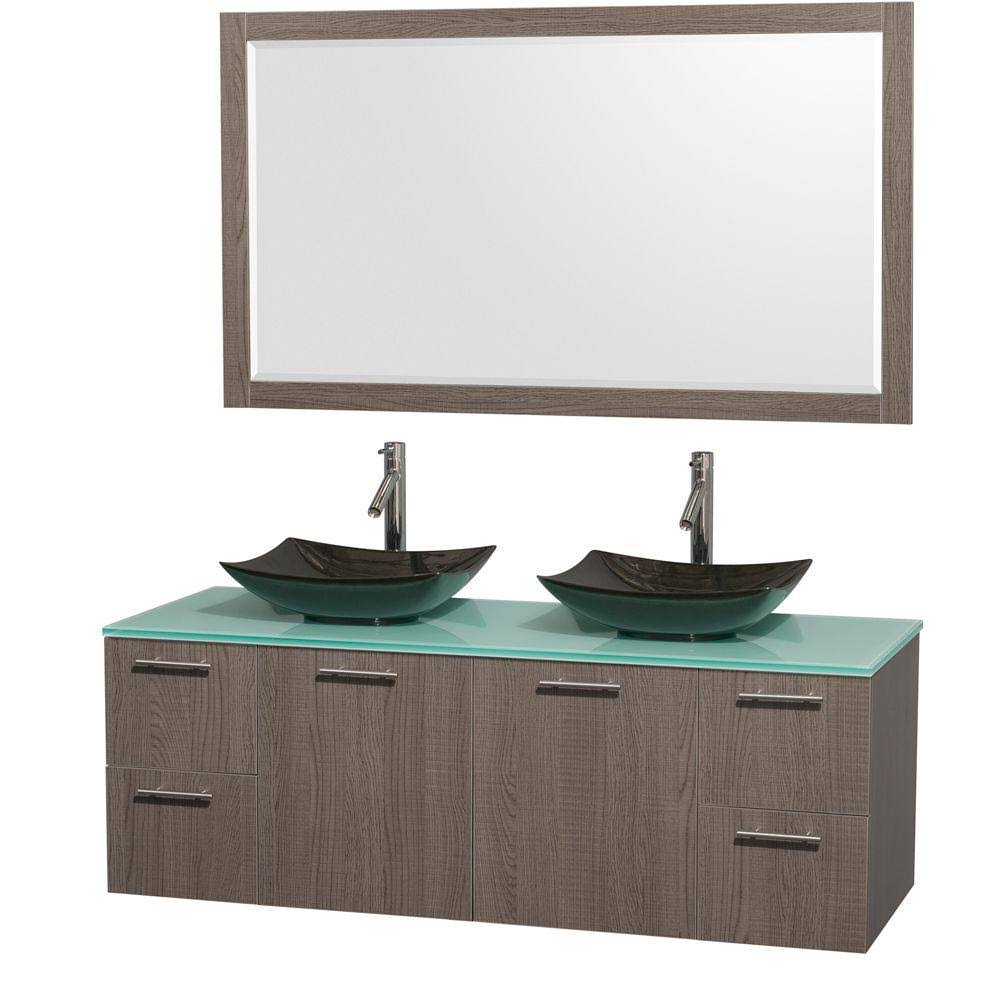 Wyndham Double Bathroom Vanity Oak Granite Sink Mirror