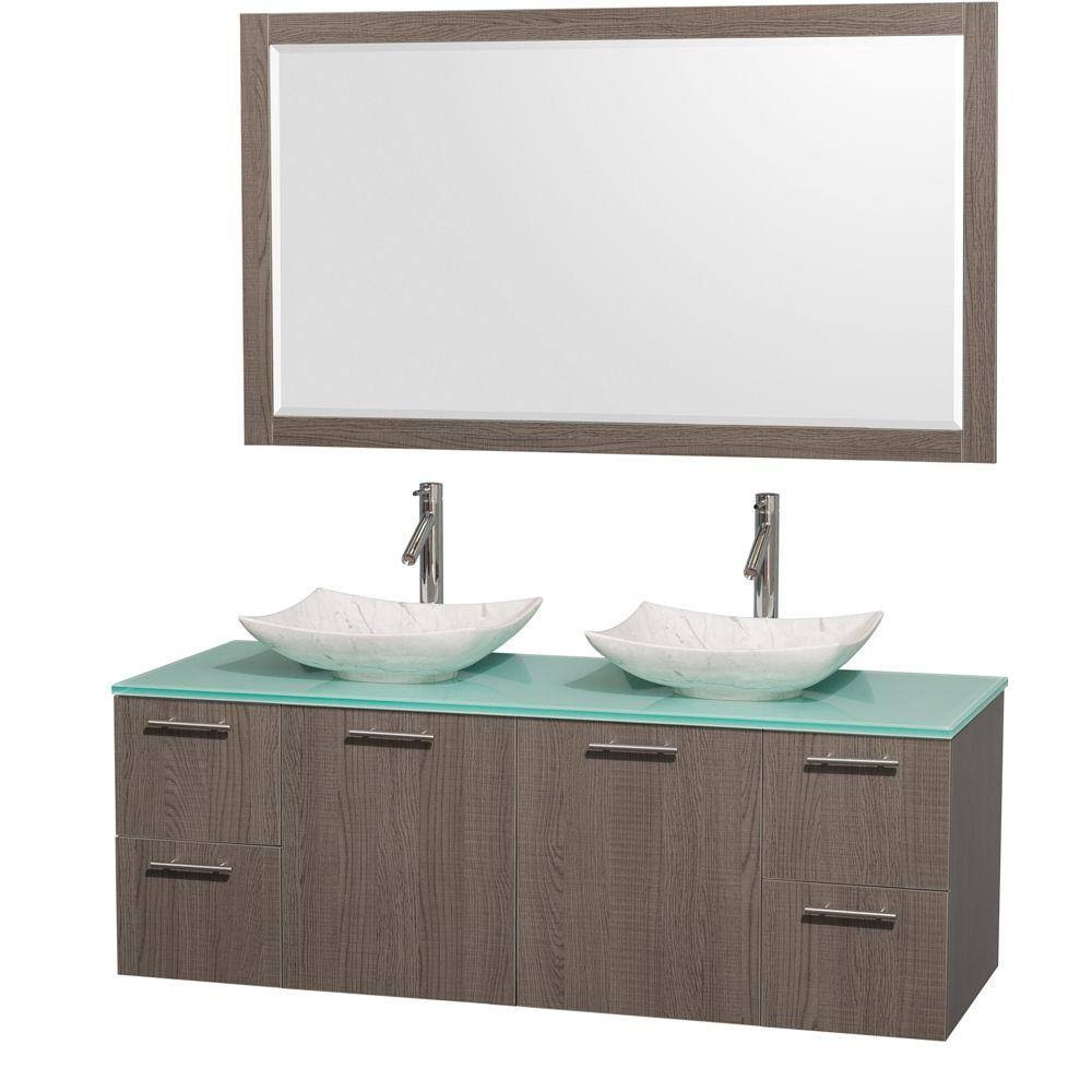 Wyndham Double Bathroom Vanity Oak Marble Sink Mirror