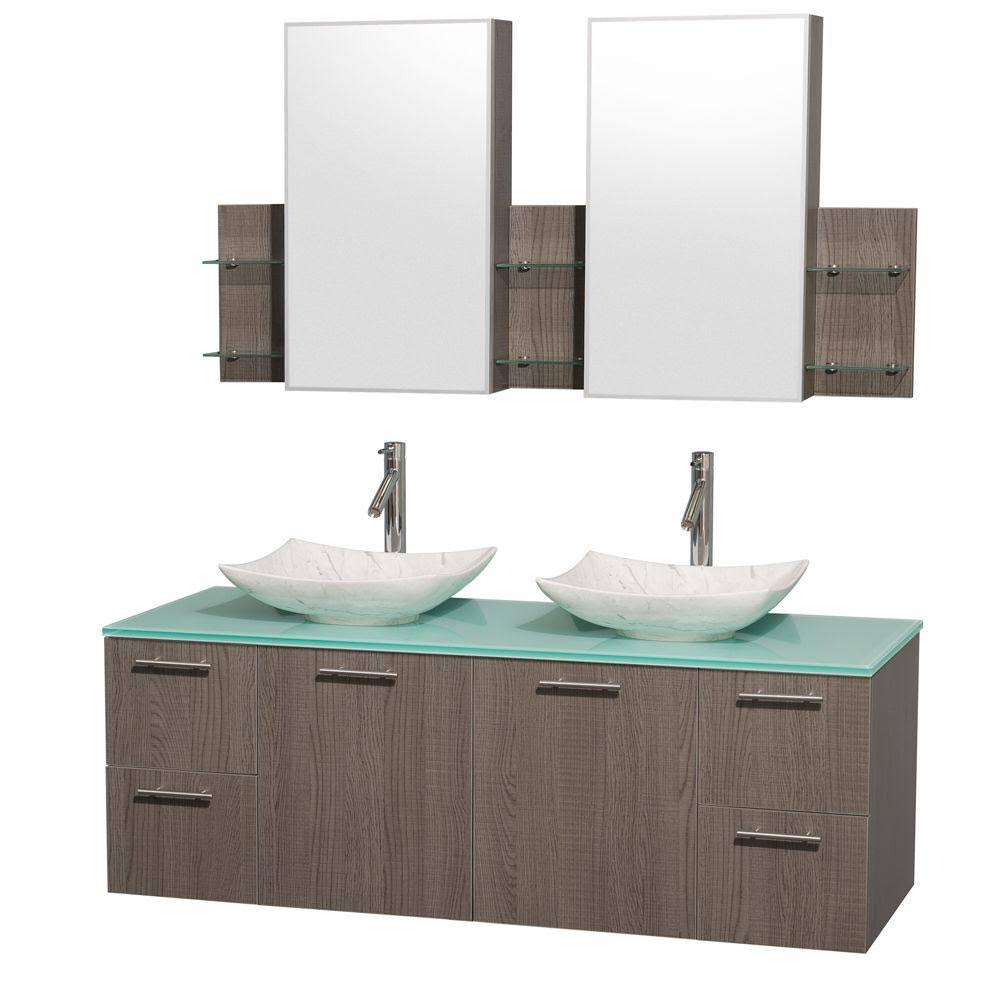 Wyndham Double Bathroom Vanity Oak Marble Sink Medicine Cabinet