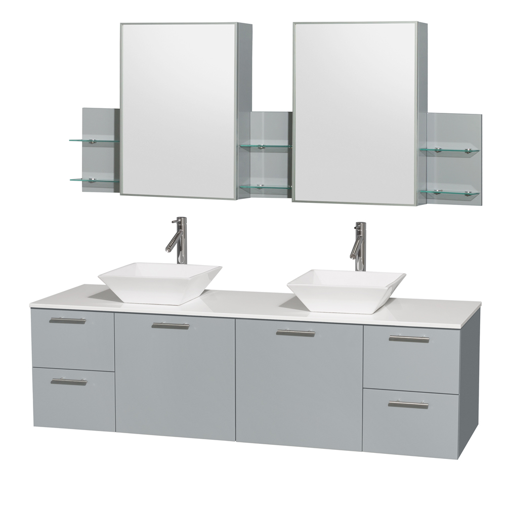 Wyndham Furniture Double Bathroom Vanity Porcelain Sink Medicine Cabinet