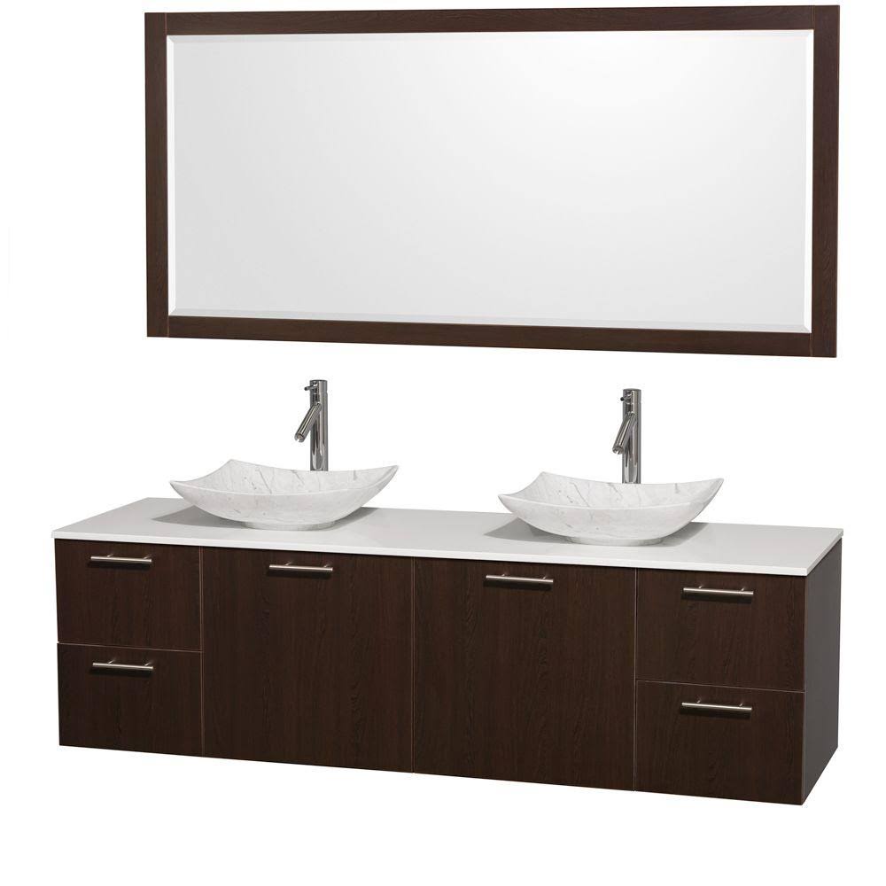 Wyndham Furniture Double Bathroom Vanity Marble Sink Mirror