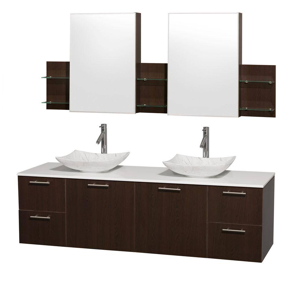 Double Bathroom Vanity Marble Sink Medicine Cabinet