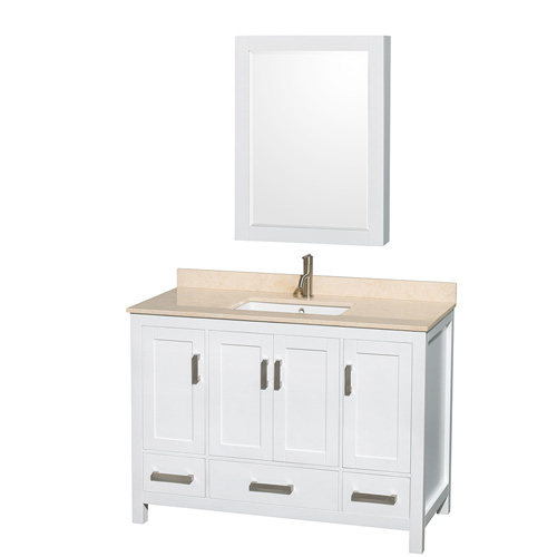 Bathroom | Cabinet | Marble | Vanity | Single | Square | Ivory
