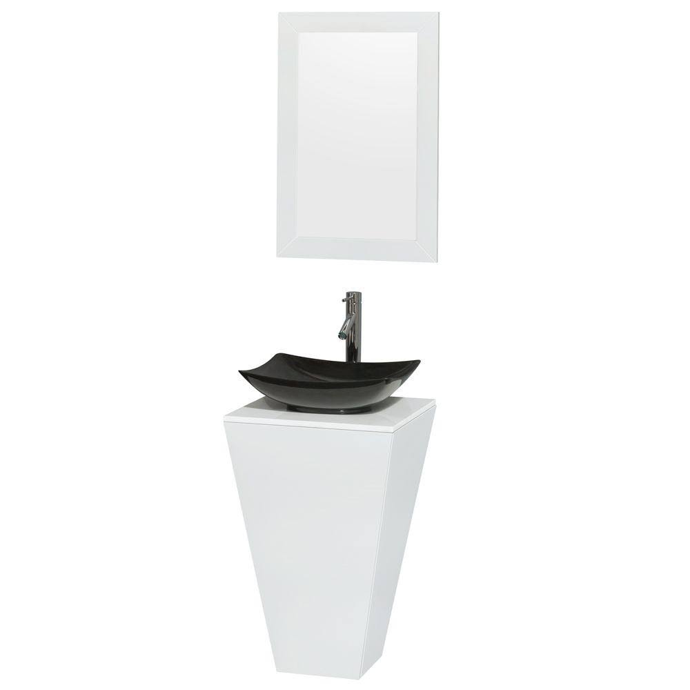 Wyndham Furniture Pedestal Bathroom Vanity Granite Sink Mirror