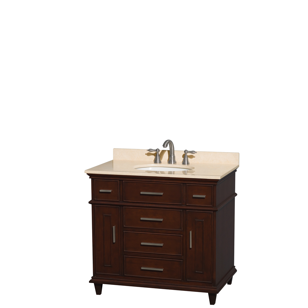 Wyndham Furniture Bathroom Vanity Chestnut Marble Top Oval