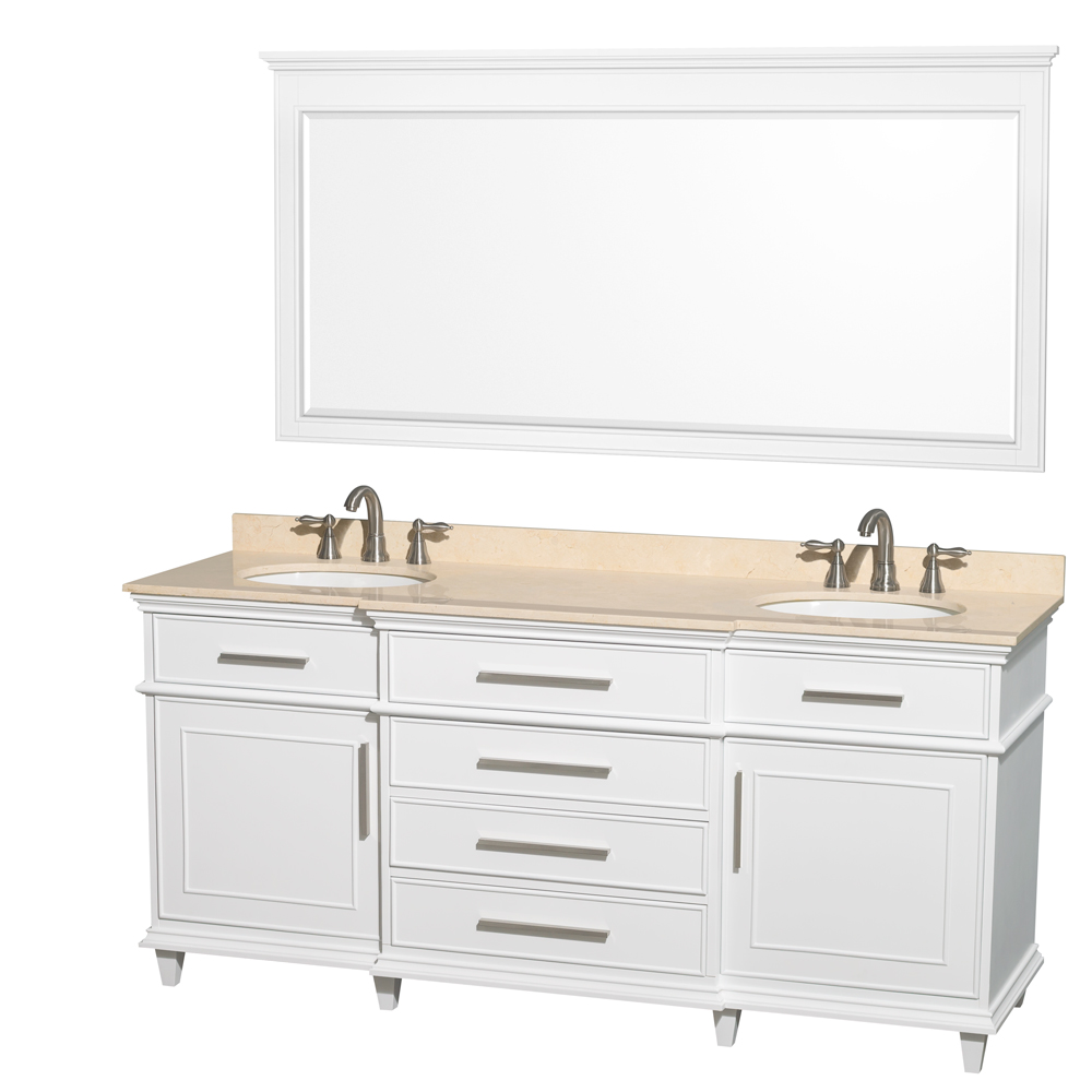 Wyndham Furniture Double Bathroom Vanity Marble Top Oval Mirror