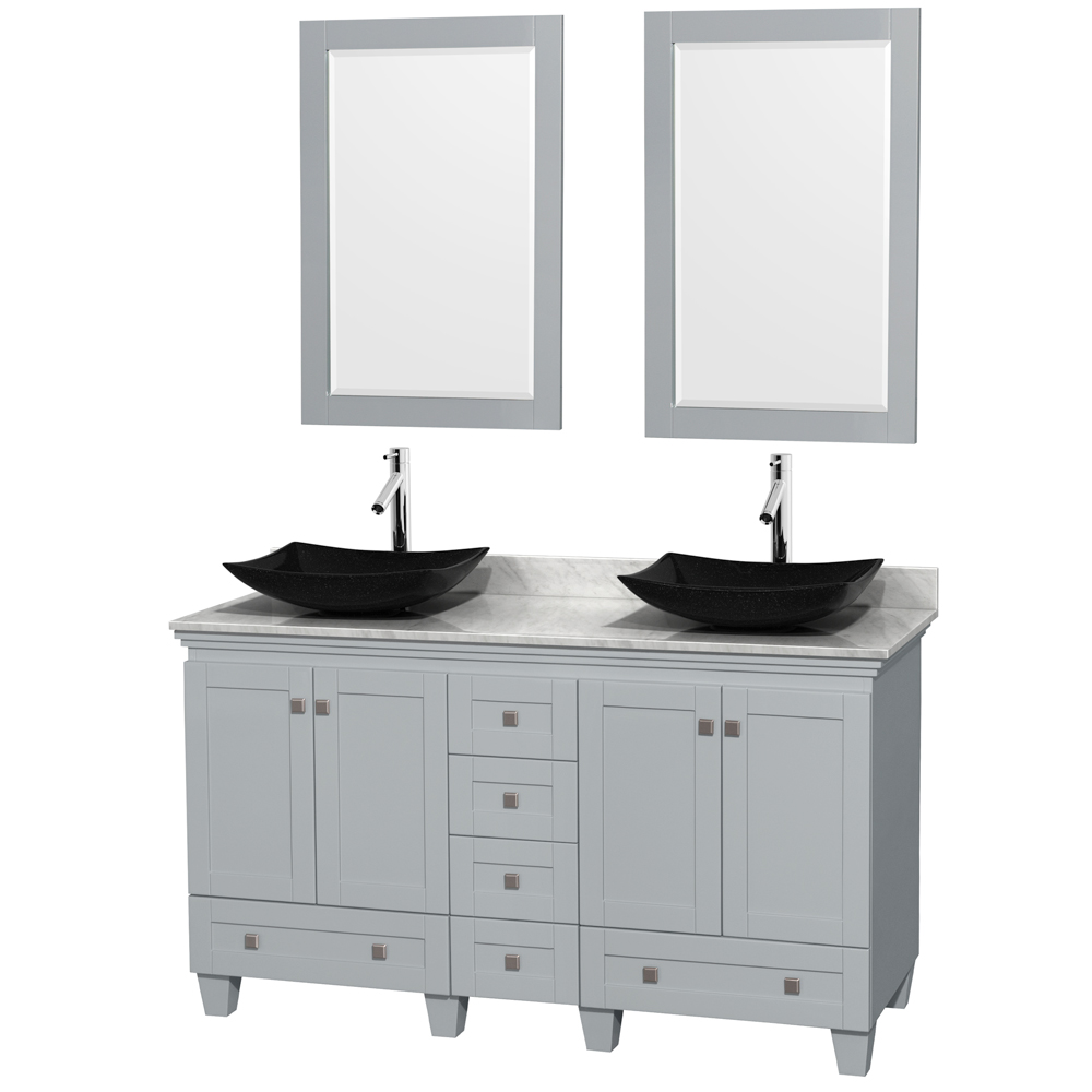 Bathroom | Granite | Wyndham | Marble | Vanity | Mirror | Double | White | Black | Sink
