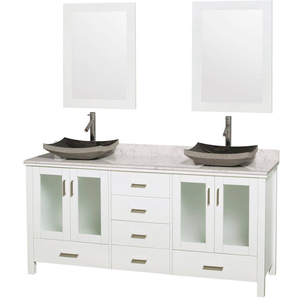 Bathroom | Wyndham | Granite | Vanity | Mirror | Double | White | Black | Sink | Top
