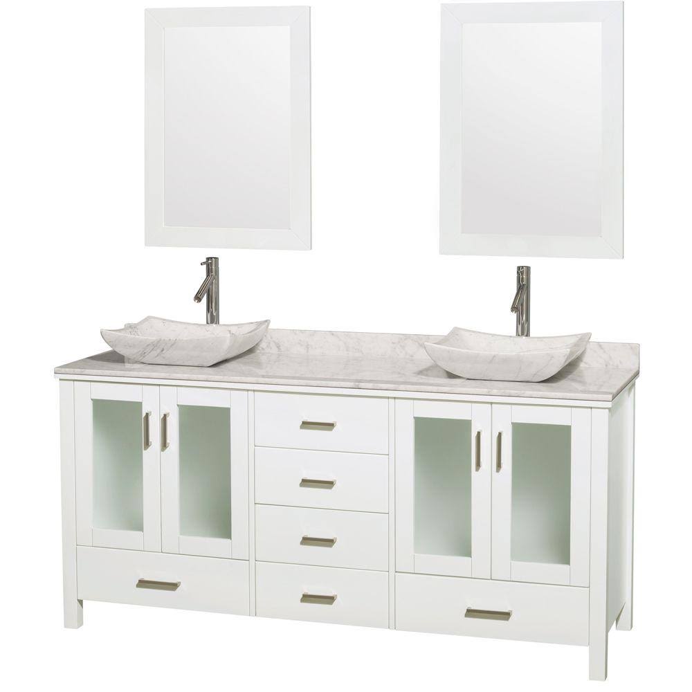 Wyndham Furniture Double Bathroom Vanity Top Marble Sink Mirrors