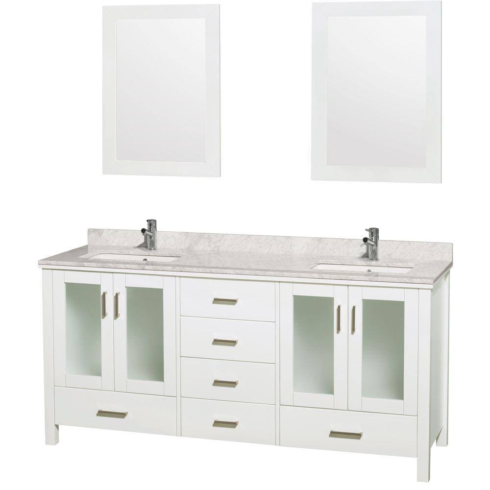 Wyndham Double Bathroom Vanity Marble Top Sink Mirrors